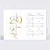 Carte de Voeux Entreprise Calendrier Élégante Calligraphie