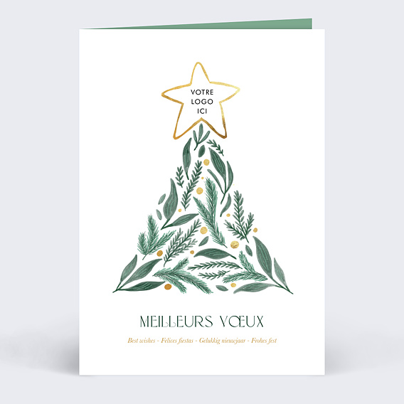 Carte de vœux entreprise Sapin et logo