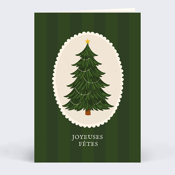 Carte de vœux entreprise Sapin illustré vintage