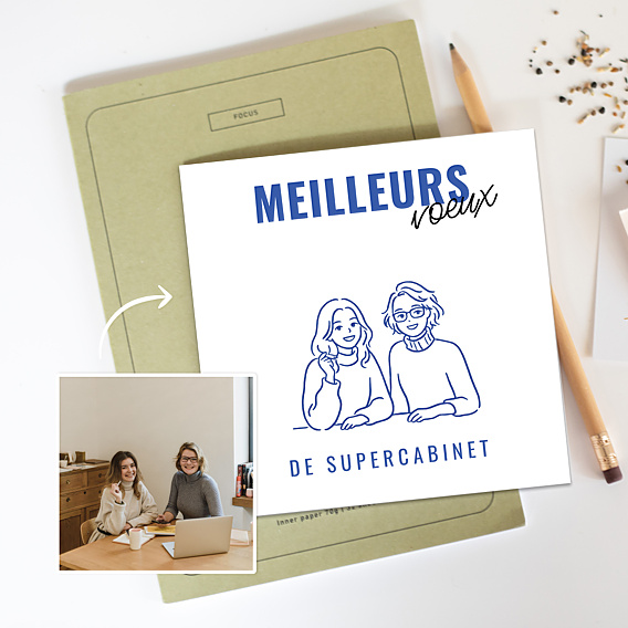 Carte de vœux entreprise Votre équipe au trait simple