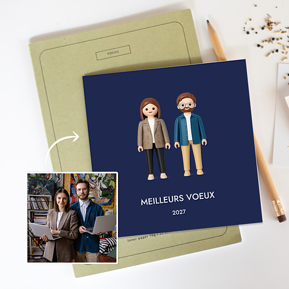Carte de vœux entreprise Votre équipe en figurine