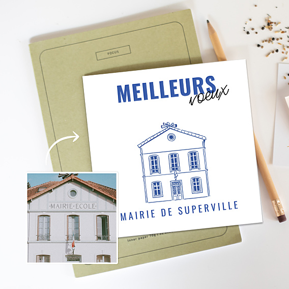 Carte de vœux entreprise Votre établissement au trait simple