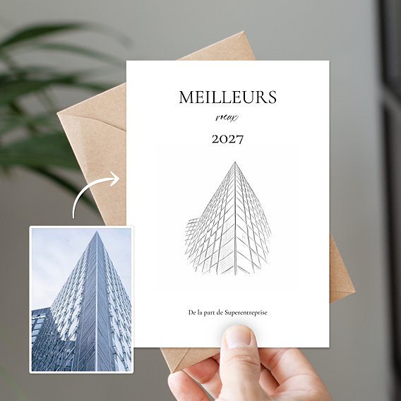 Carte de vœux entreprise Votre établissement en croquis