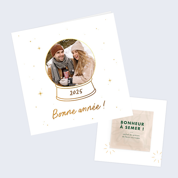 Carte de voeux Boule à Neige avec Graines