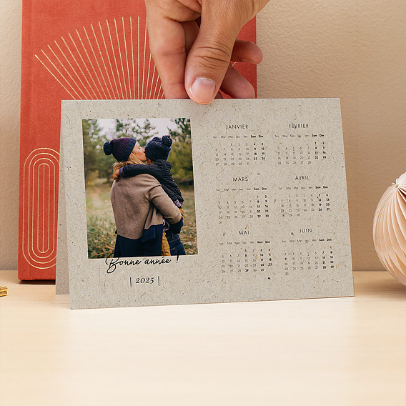 Carte de voeux Calendrier Chiné 