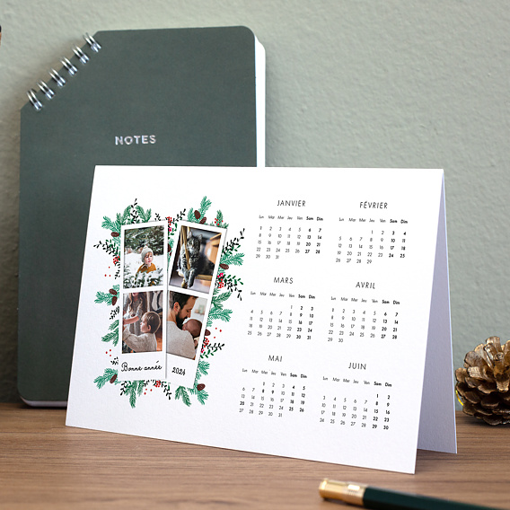 Carte de voeux Calendrier Double Pola