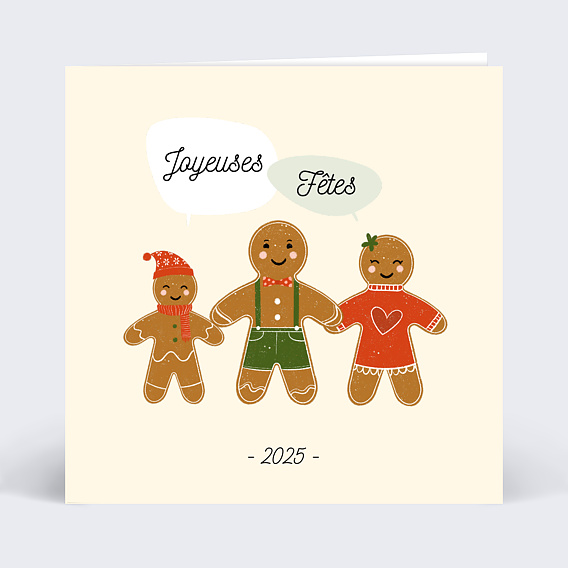 Carte de Voeux Particuliers Famille Pain d'Epices