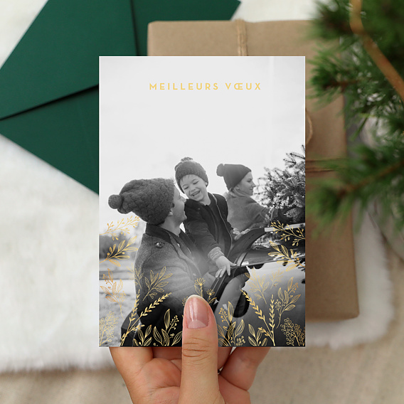 Carte de voeux Fleurs Lumineuses