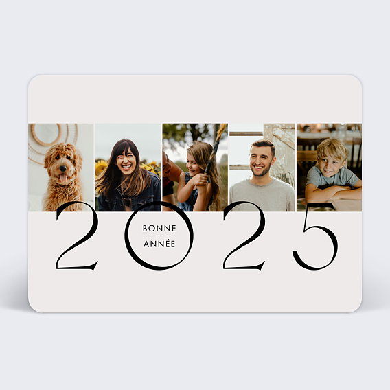 Carte de voeux Portrait famille de 5