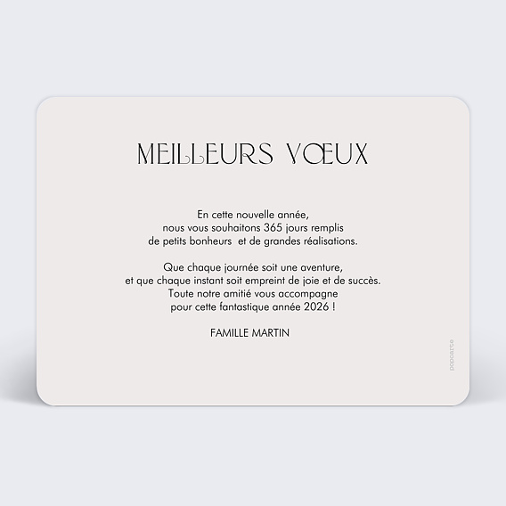 Carte de voeux Portrait famille de 5 Verso