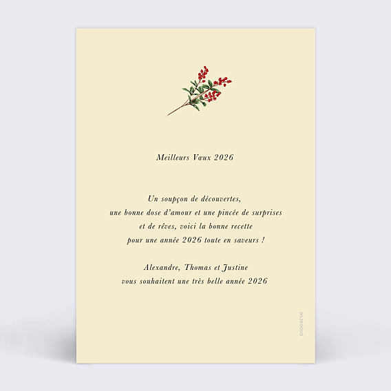 Carte de voeux Essence d'Hiver Verso