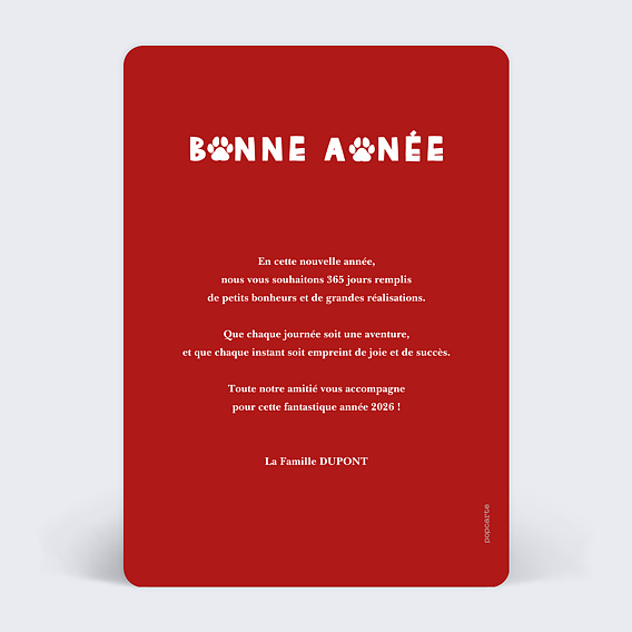 Carte de voeux Bonne patte Verso