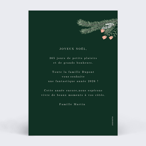 Carte de voeux Cadre Floral Élégant Verso