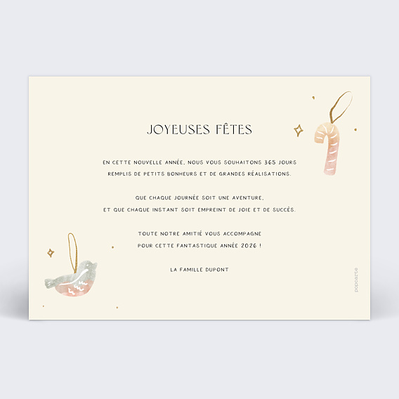 Carte de voeux Décorations Verso