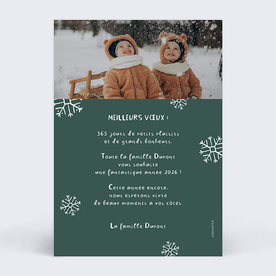 Carte de voeux Enneigés photo Verso