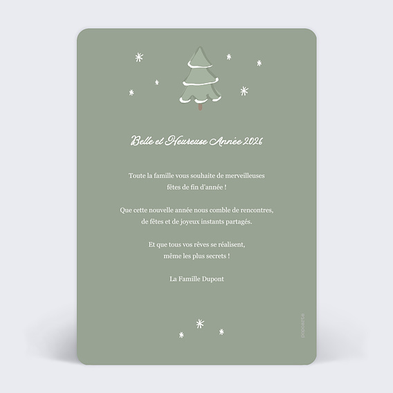 Carte de voeux Etiquette sapin Verso