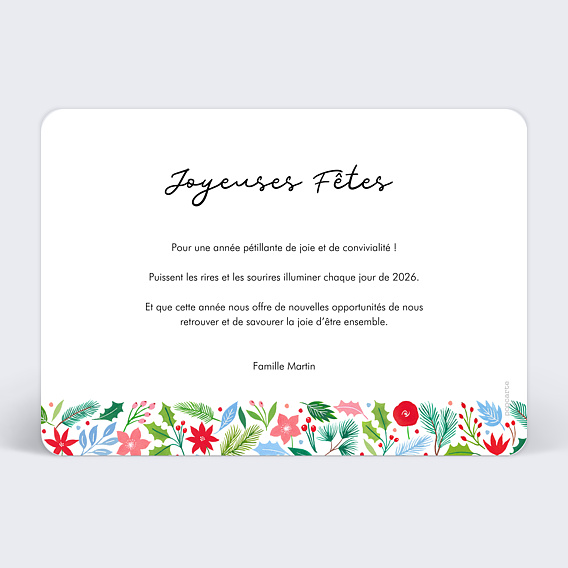 Carte de voeux Frise Coloré Verso