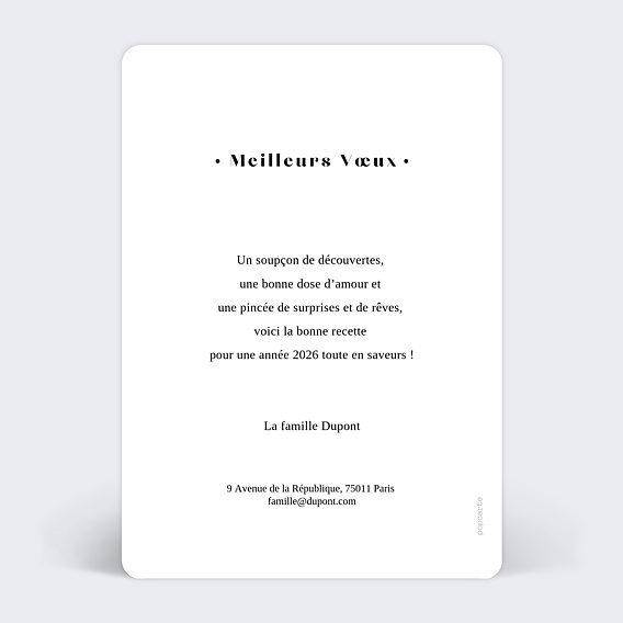 Carte de voeux Pêle-mêle minimaliste Verso