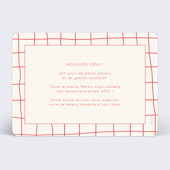 Carte de voeux Plaid Rouge Verso