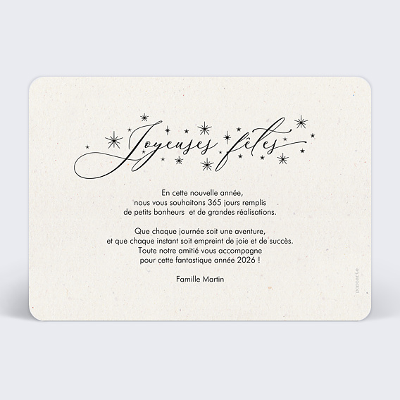 Carte de voeux Pleine page décorée Verso