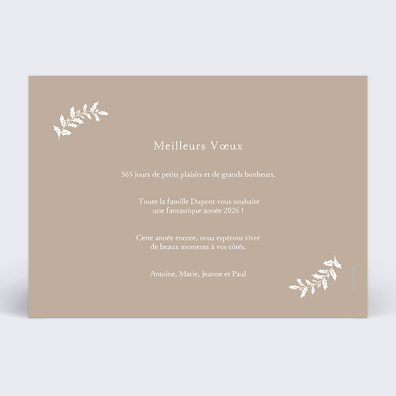 Carte de voeux Scintillant Bonheur Verso