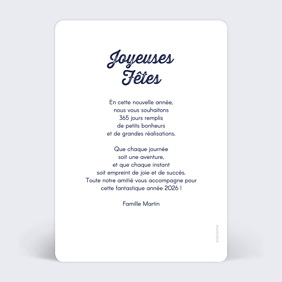 Carte de voeux Grille arrondie Verso