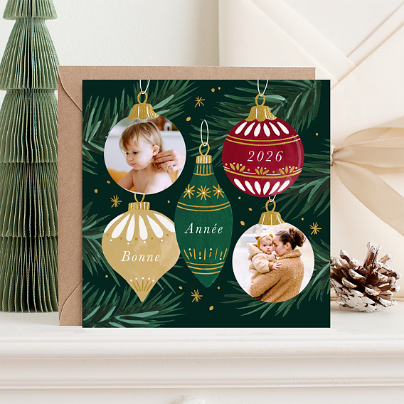 Carte de voeux Boules de Noel Chic Après 1