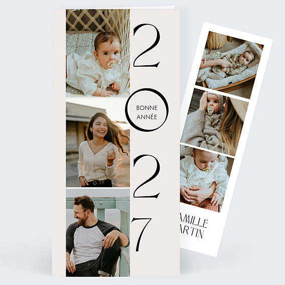 Carte de Voeux Particuliers Portrait famille de 3