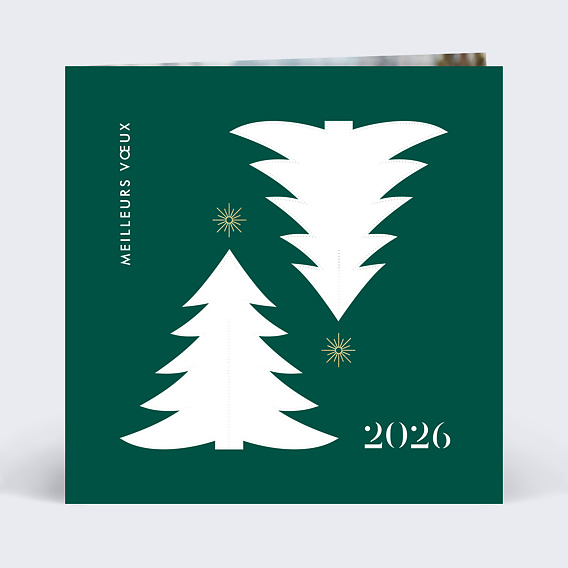 Carte de voeux Découpe Montage Sapins Recto
