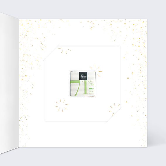 Carte de voeux Plumetis avec Chocolat Intérieur Droit