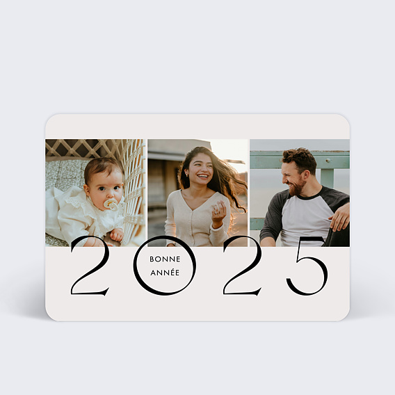 Carte de voeux Portrait famille de 3