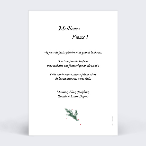 Carte de voeux Cadre Pin Verso