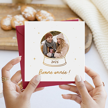 Carte de Voeux Particuliers Boule  Neige Photo