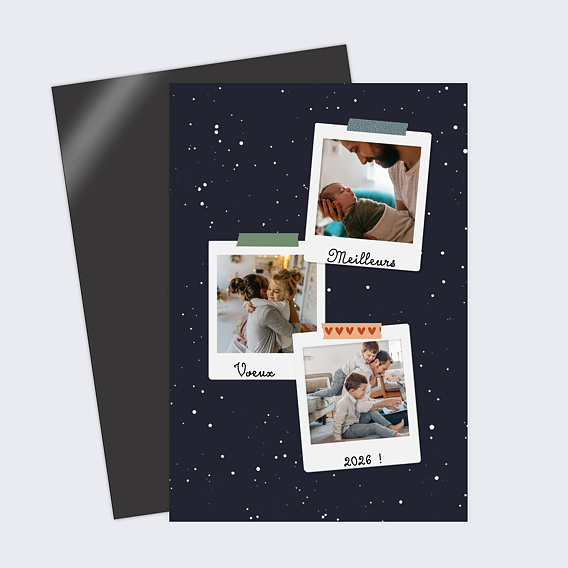 Carte de Voeux Particuliers Polaroid Enneigé