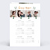 Carte de voeux Calendrier Feuilles étoilées Verso