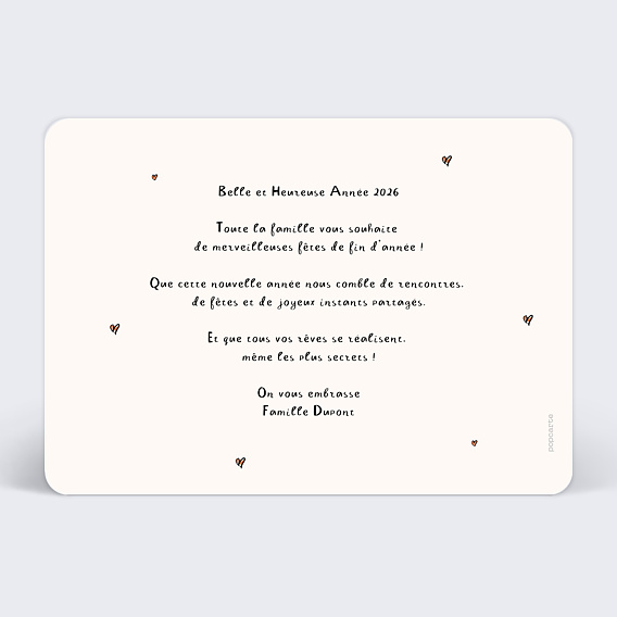 Carte de voeux Famille dessinée Verso