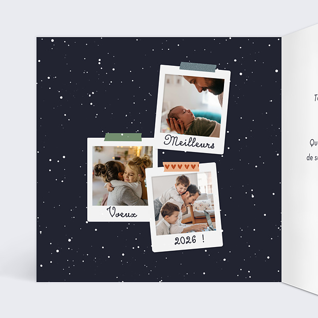 Carte de Voeux Particuliers Polaroid Enneigé Intérieur Gauche