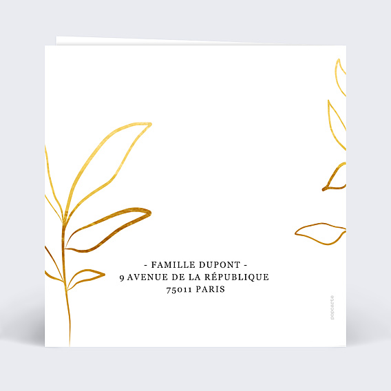 Carte de voeux Doux Feuillage Verso