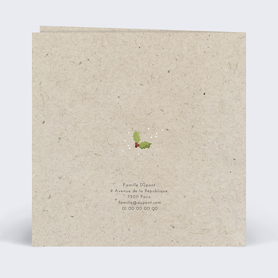 Carte de voeux Houx Chiné Verso