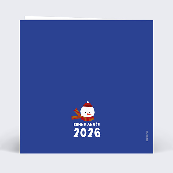 Carte de voeux Rétrospective Bonhomme de neige Verso