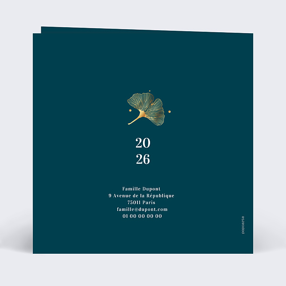 Carte de voeux Gingko III Verso