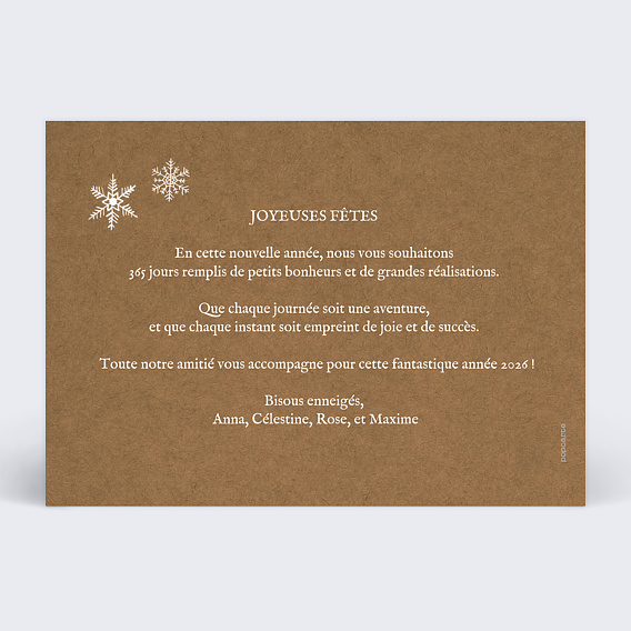 Carte de voeux Cadre Flocons Verso