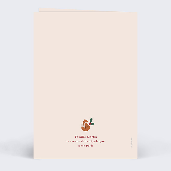 Carte de voeux Animaux Foret Verso