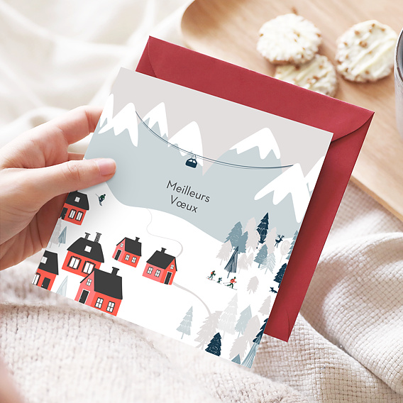 Carte de voeux Petit Village de Montagne Après 4