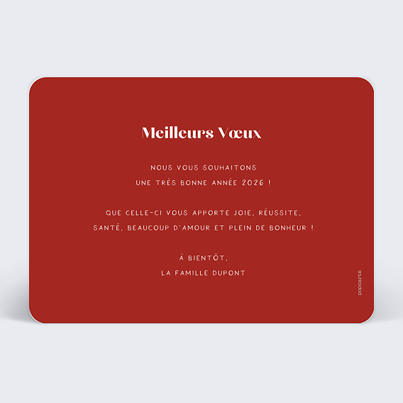 Carte de voeux Photo belle année Verso