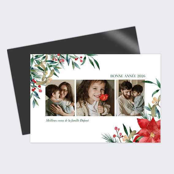 Carte de Voeux Particuliers Fleur de Noël