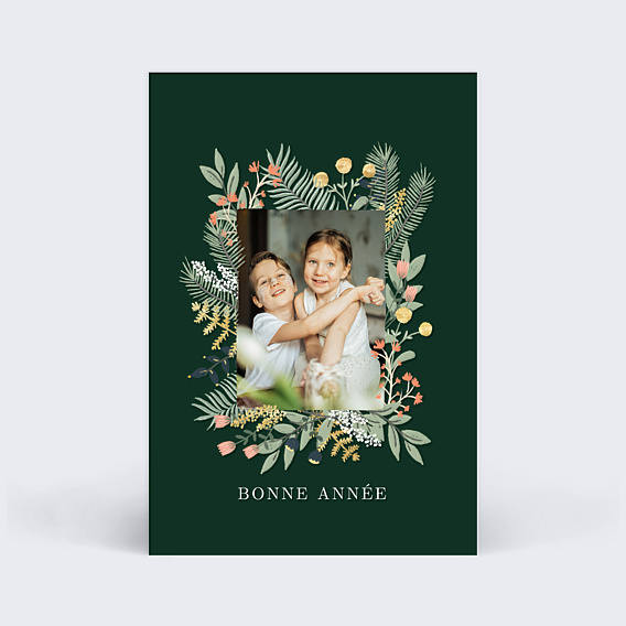 Carte de Voeux Particuliers Cadre Floral Élégant