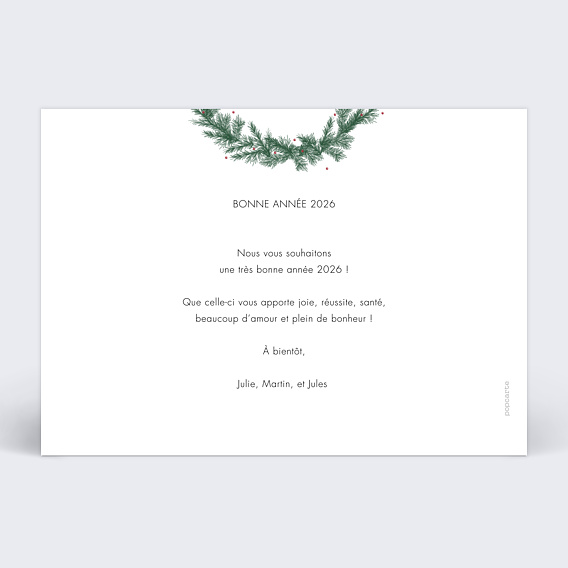 Carte de voeux Couronne épicéa Verso