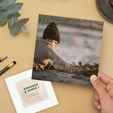 Carte de Voeux Particuliers Plumetis avec Graines