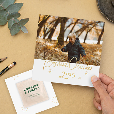 Carte de Voeux Particuliers Souhait Festif avec Graines
